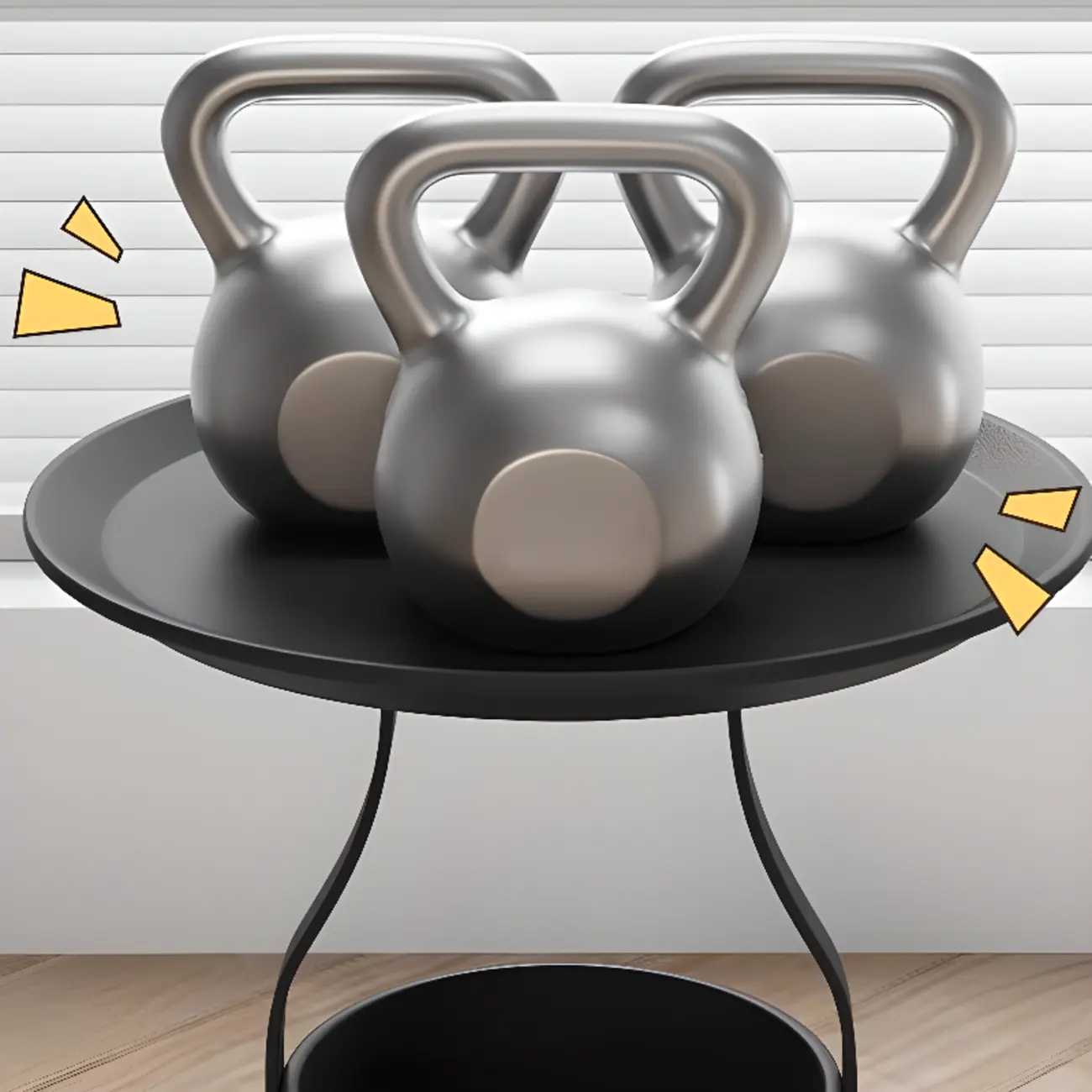 Metal Tray Top Black Side Table with Storage for Living Room Image - 4 | homeyfad