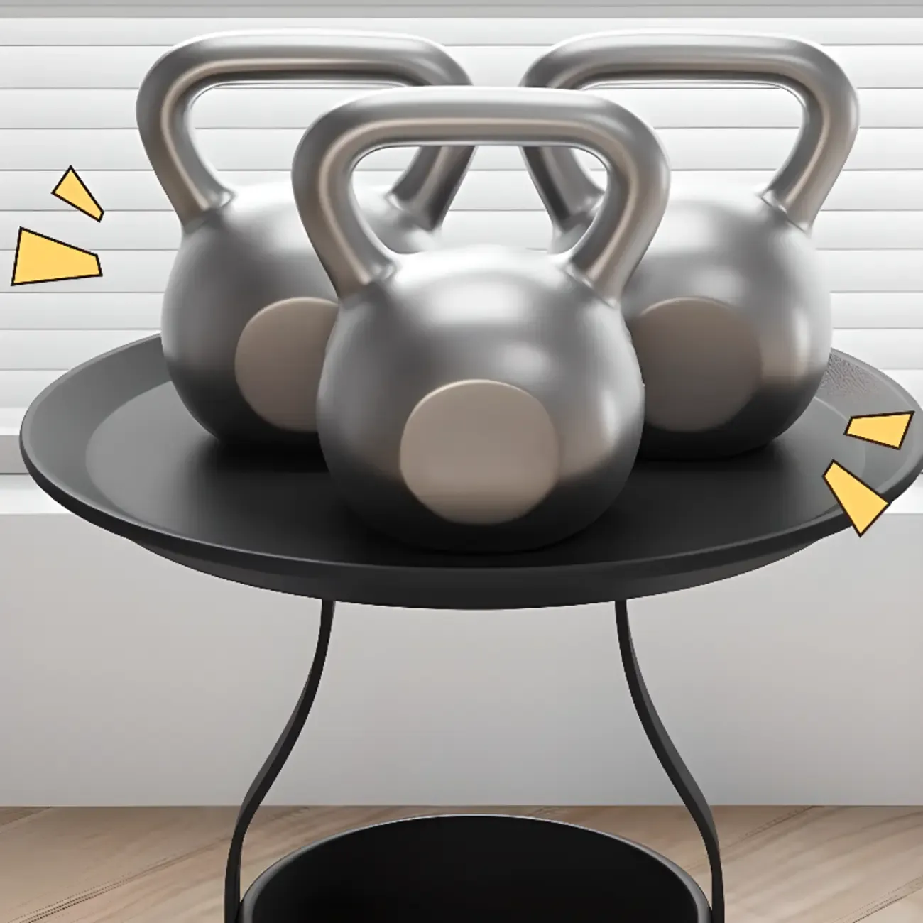 Metal Tray Top Black Side Table with Storage for Living Room Image - 4