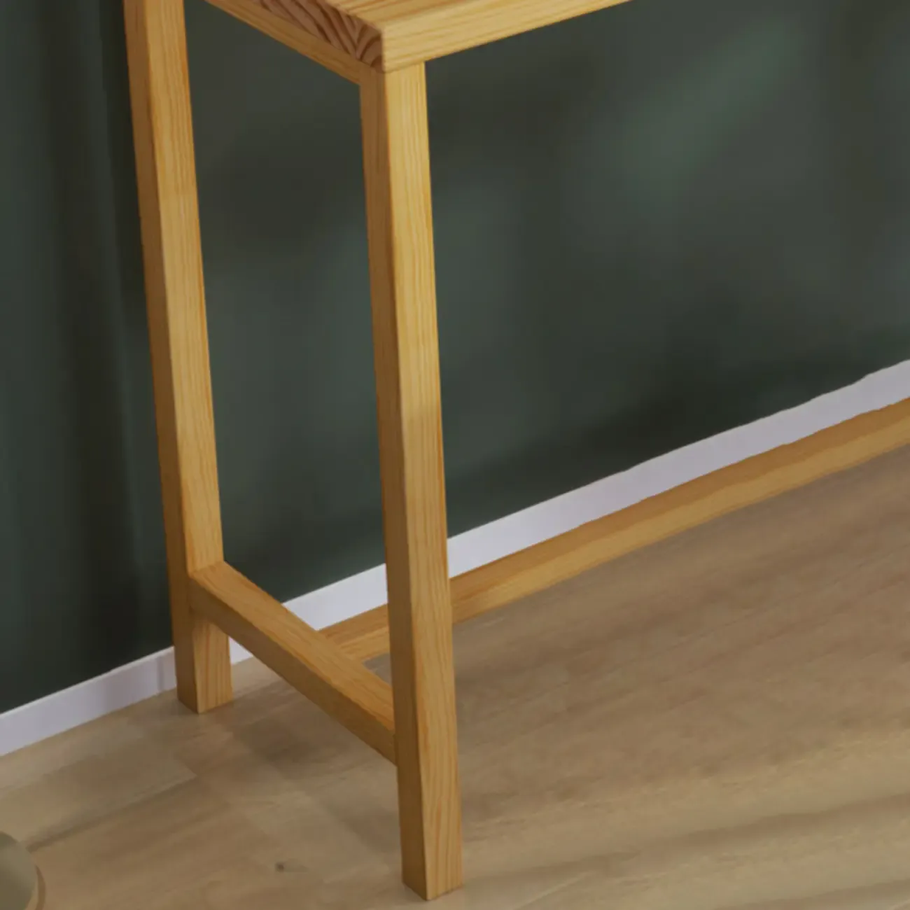 Natural Pine Wood Pub Bar Table with Footrest for 3 People Image - 10