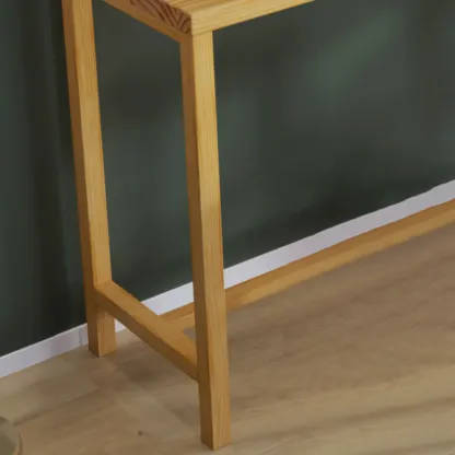 Natural Pine Wood Pub Bar Table with Footrest for 3 People Image - 10