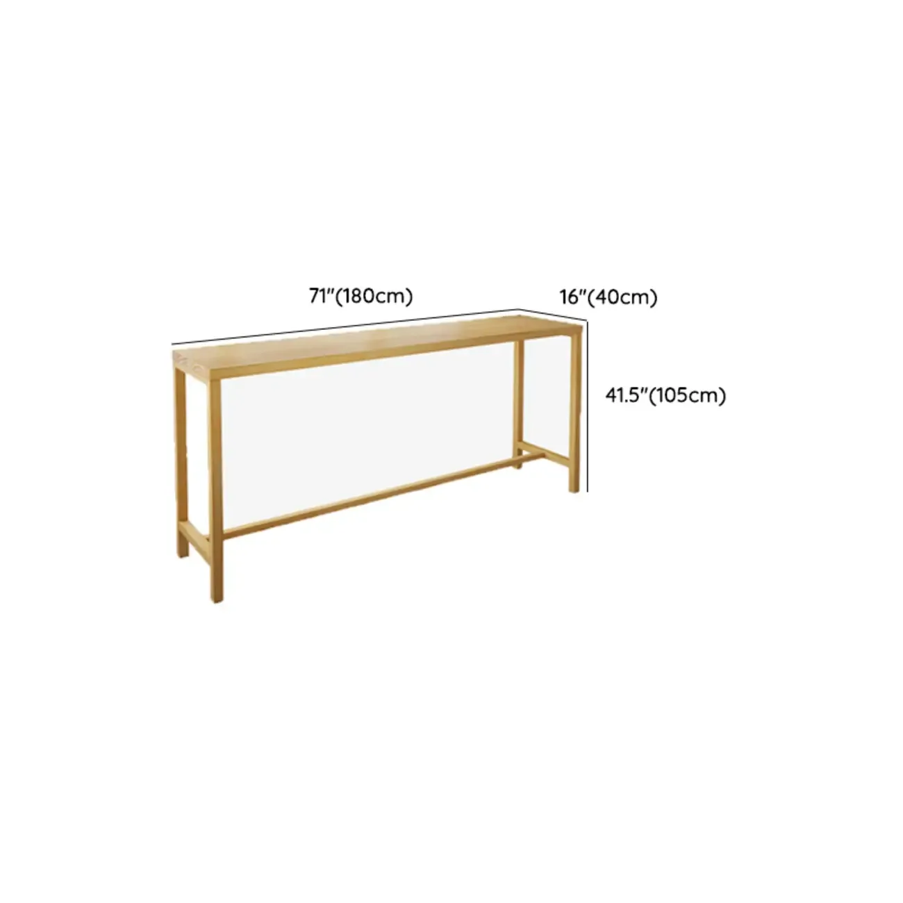 Natural Pine Wood Pub Bar Table with Footrest for 3 People Image - 14
