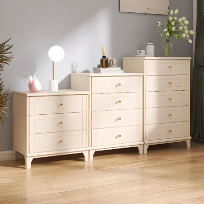 Modern Off-White Wooden Dressers with 5-Drawers Image - 1