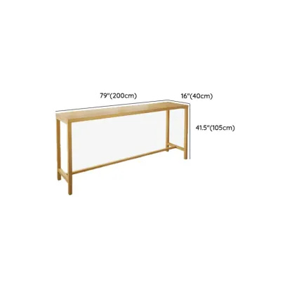 Natural Pine Wood Pub Bar Table with Footrest for 3 People Image - 15