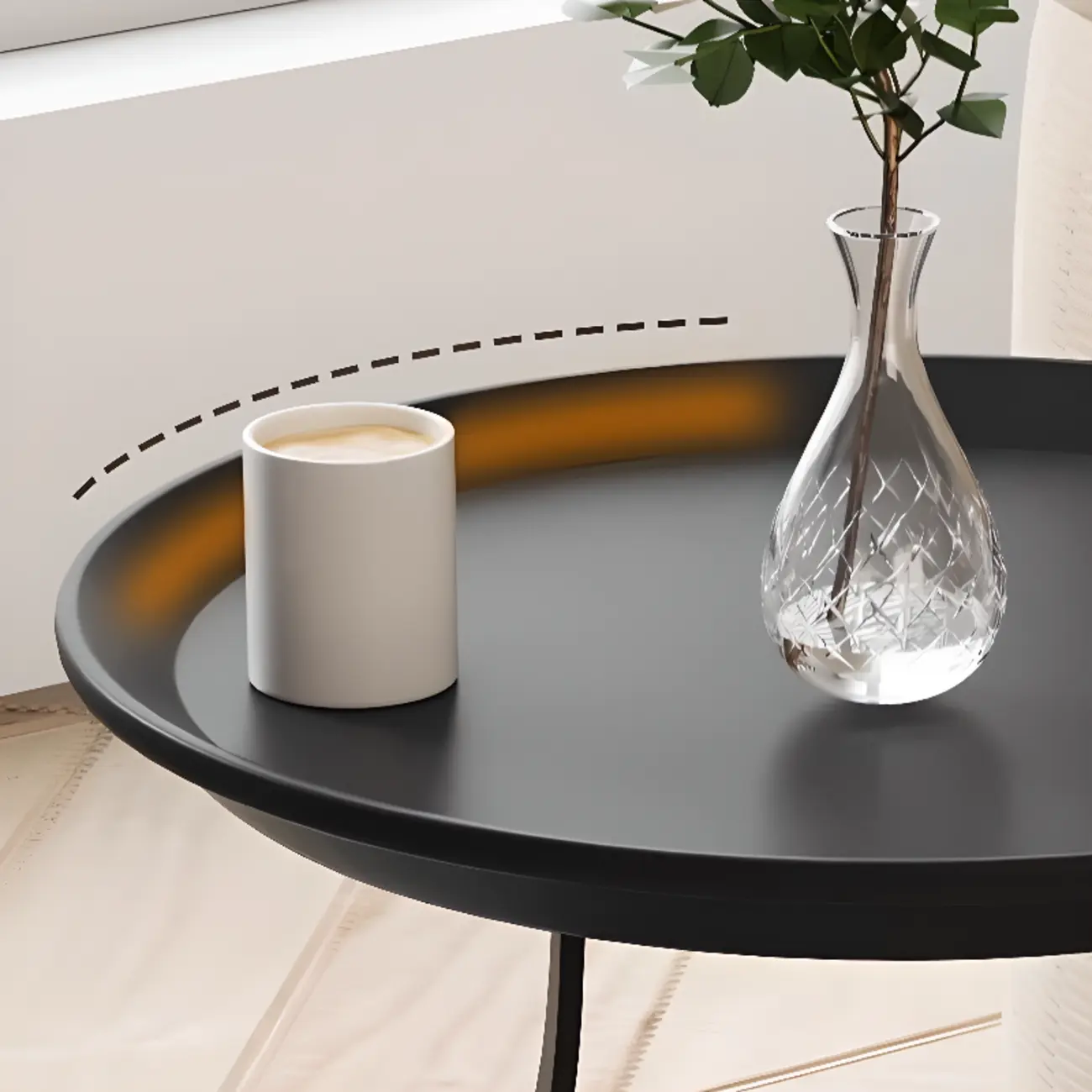 Metal Tray Top Black Side Table with Storage for Living Room Image - 8 | homeyfad