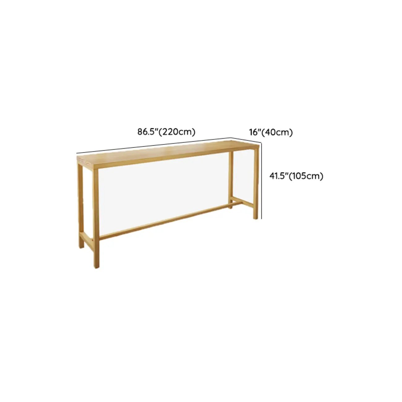 Natural Pine Wood Pub Bar Table with Footrest for 3 People Image - 16 | homeyfad