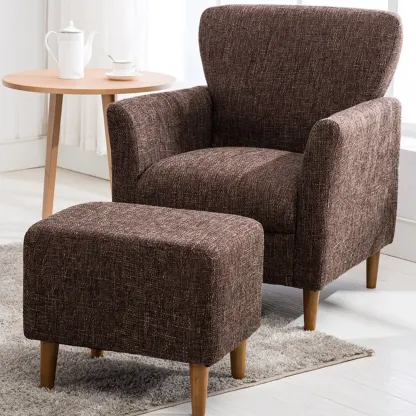 Modern Brown Linen Armchair for Living Room Image - 1