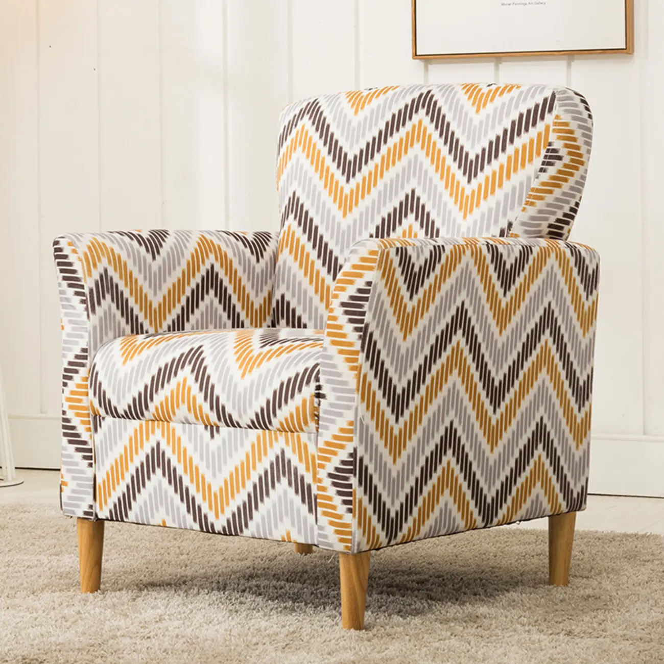 Modern Brown Linen Armchair for Living Room Image - 2 | homeyfad