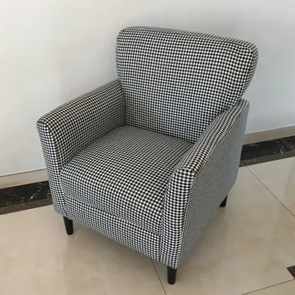 Modern Brown Linen Armchair for Living Room Image - 3