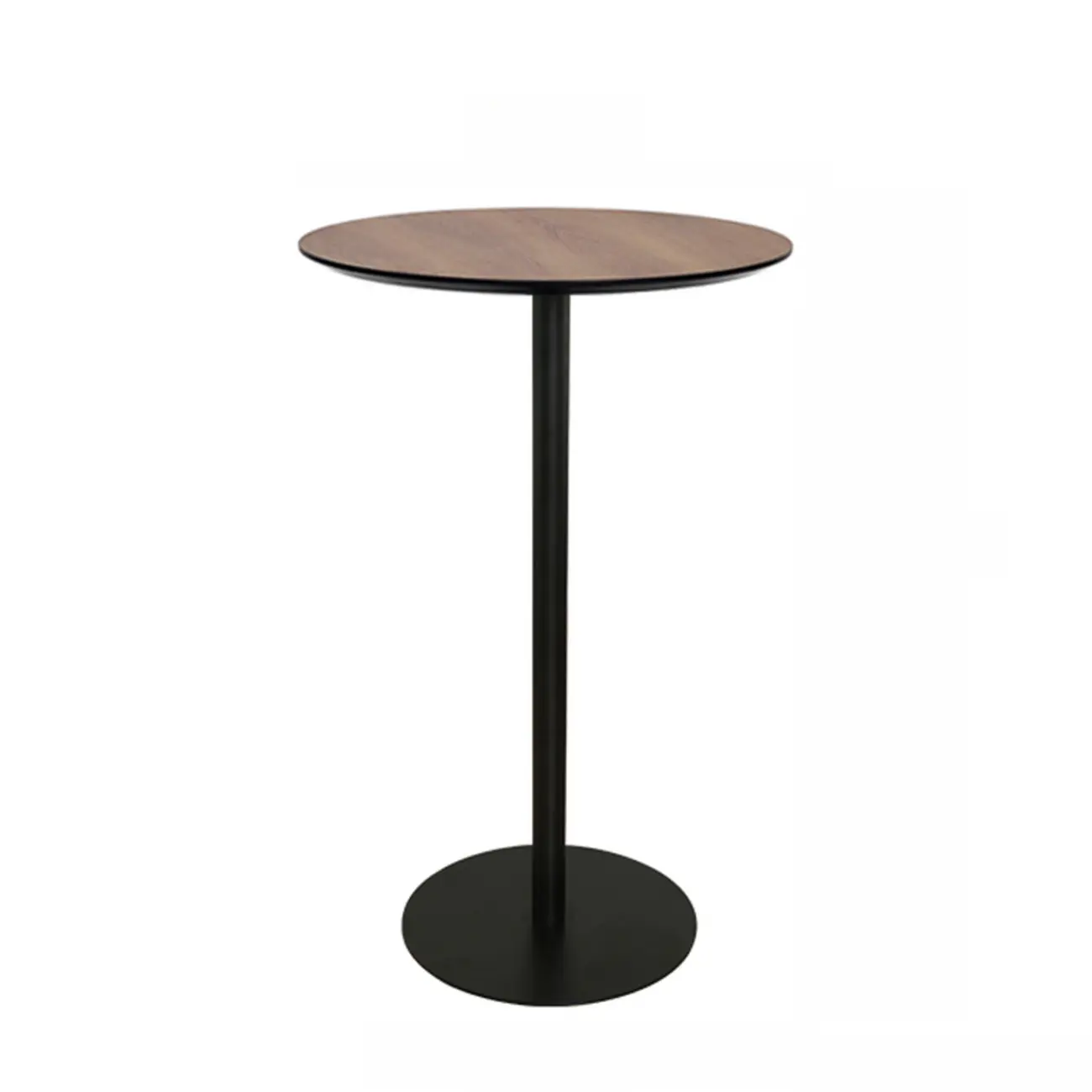 Elegant Wooden Pub Bar Table with Black Metal Base for Cafe Image - 2 | homeyfad