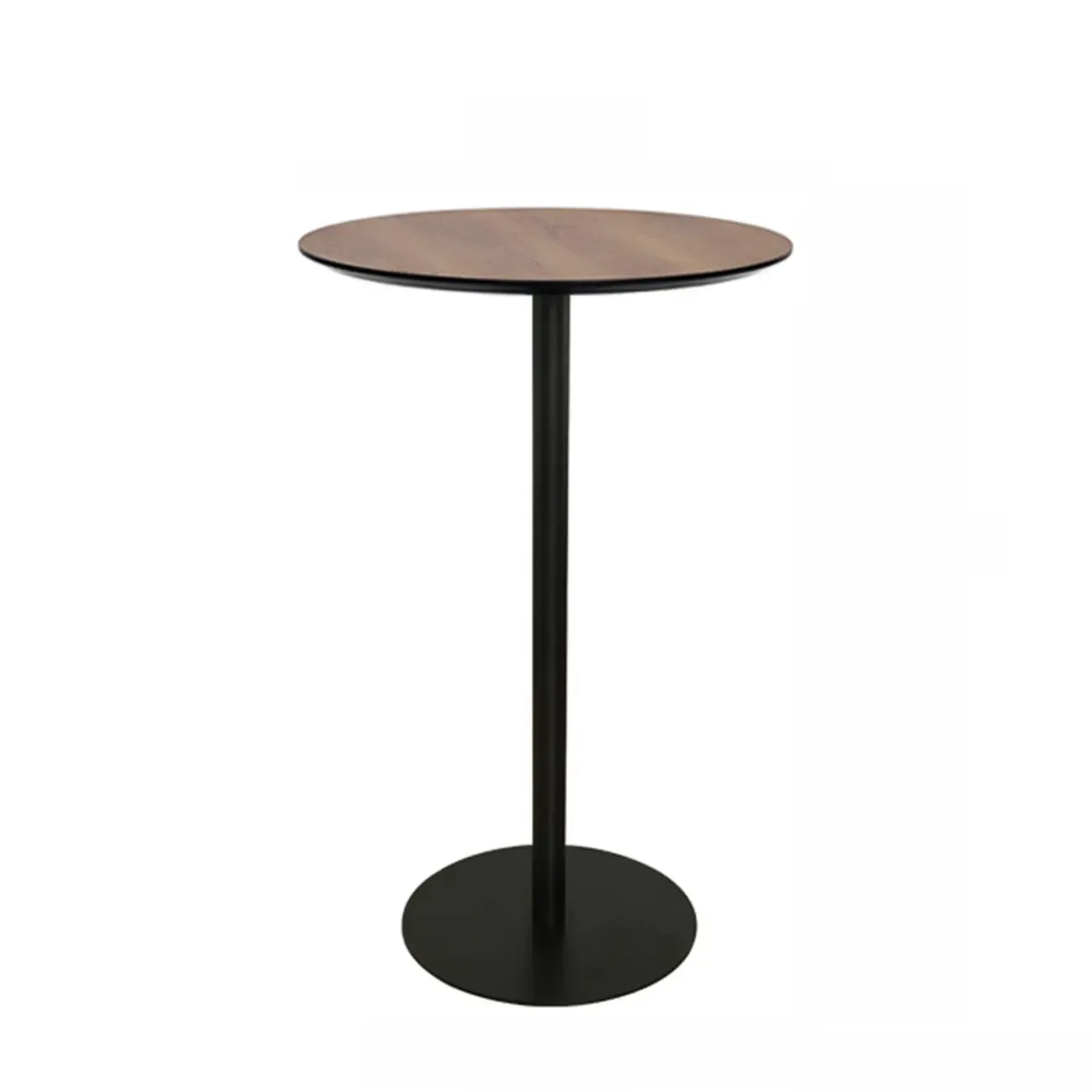 Elegant Wooden Pub Bar Table with Black Metal Base for Cafe Image - 2
