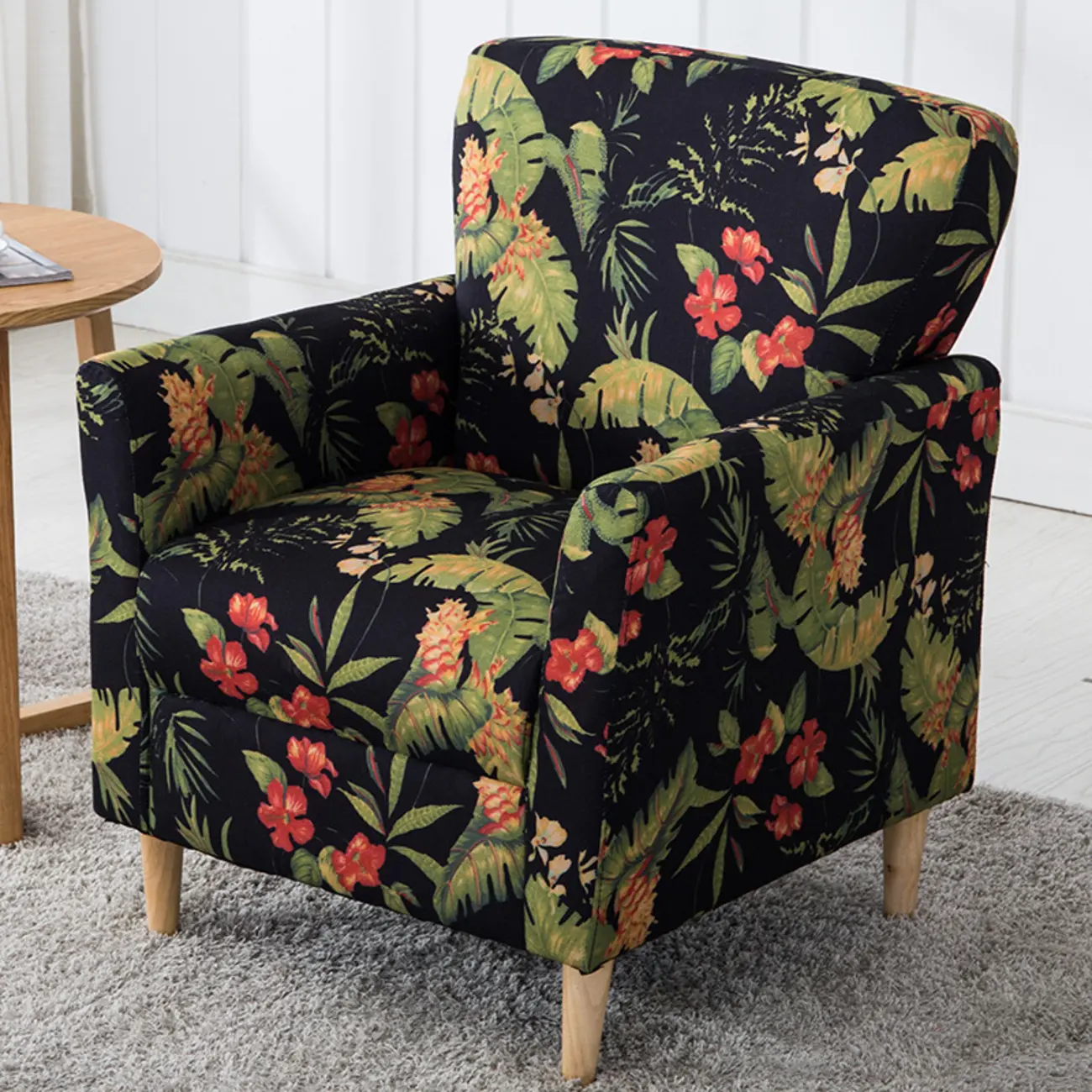 Modern Brown Linen Armchair for Living Room Image - 4 | homeyfad