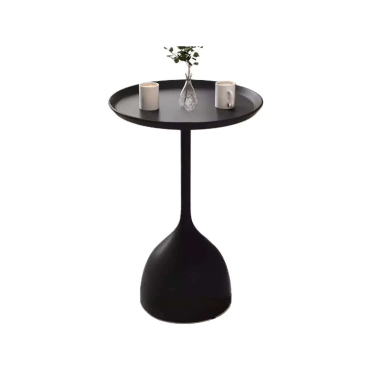 Metal Tray Top Black Side Table with Storage for Living Room Image - 14 | homeyfad