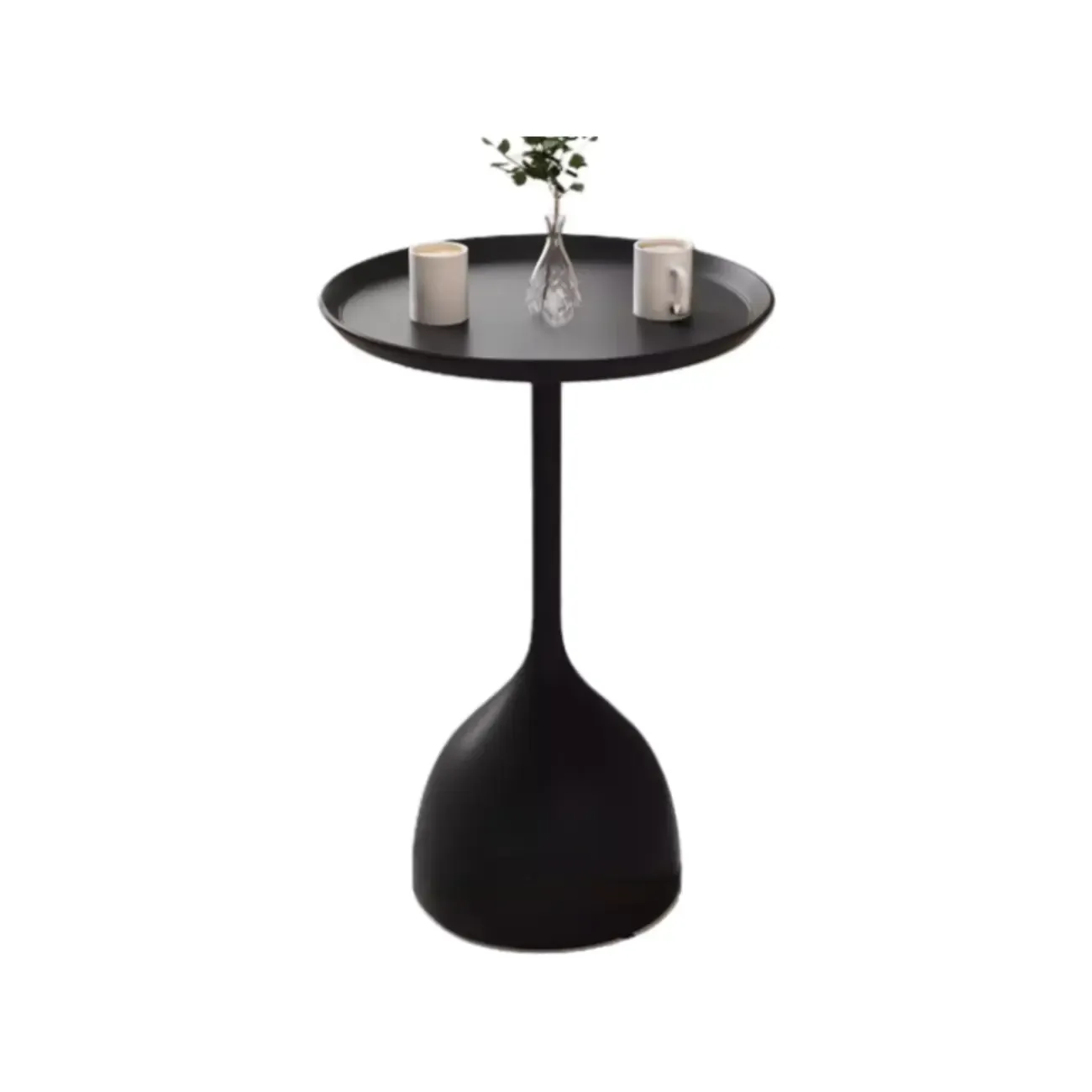 Metal Tray Top Black Side Table with Storage for Living Room Image - 14