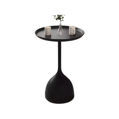 Metal Tray Top Black Side Table with Storage for Living Room Image - 14