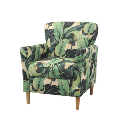 Modern Brown Linen Armchair for Living Room Image - 5