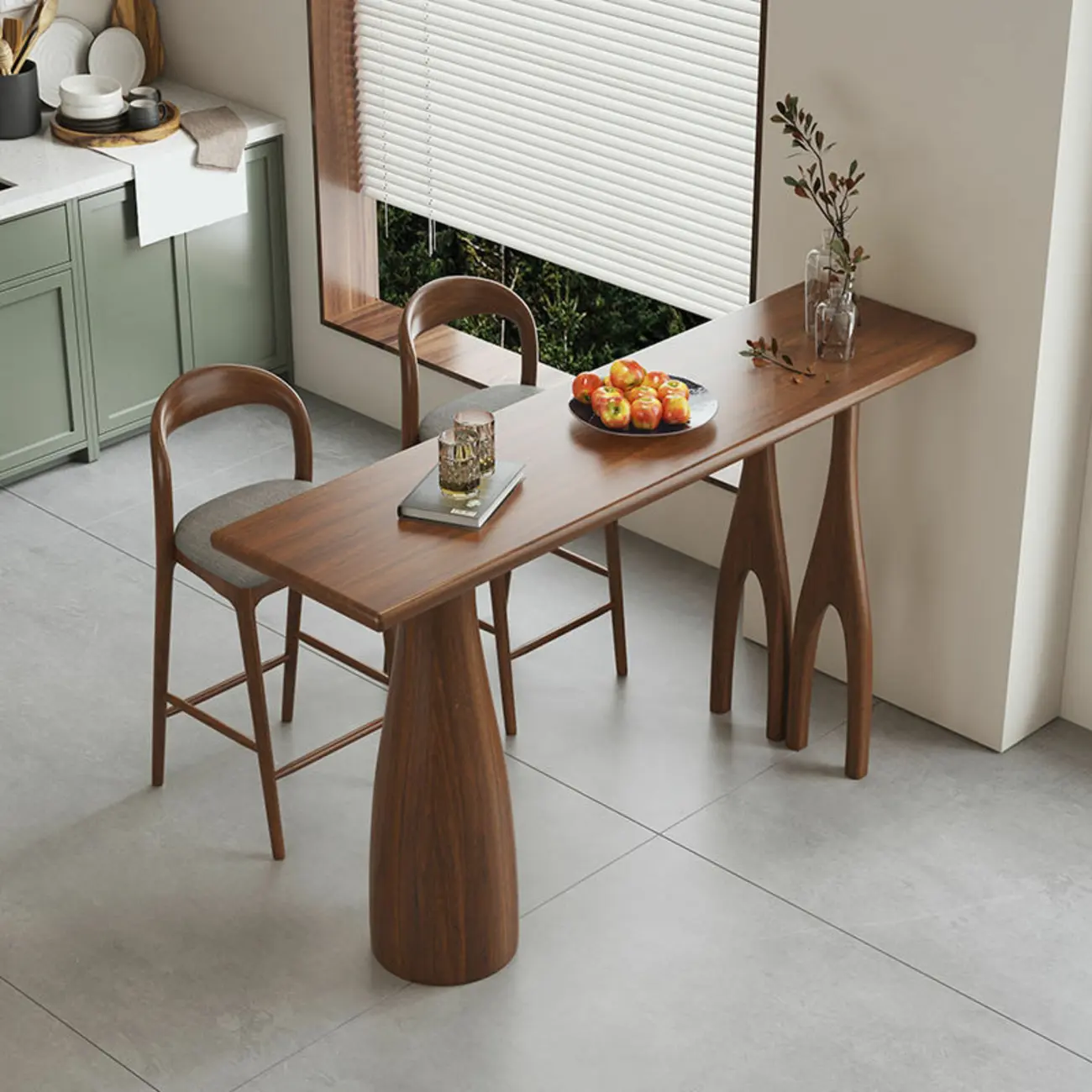 Brown Rectangle Natural Wooden Bar Table for Dining Room Image - 1 | homeyfad