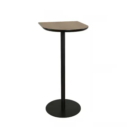Elegant Wooden Pub Bar Table with Black Metal Base for Cafe Image - 5