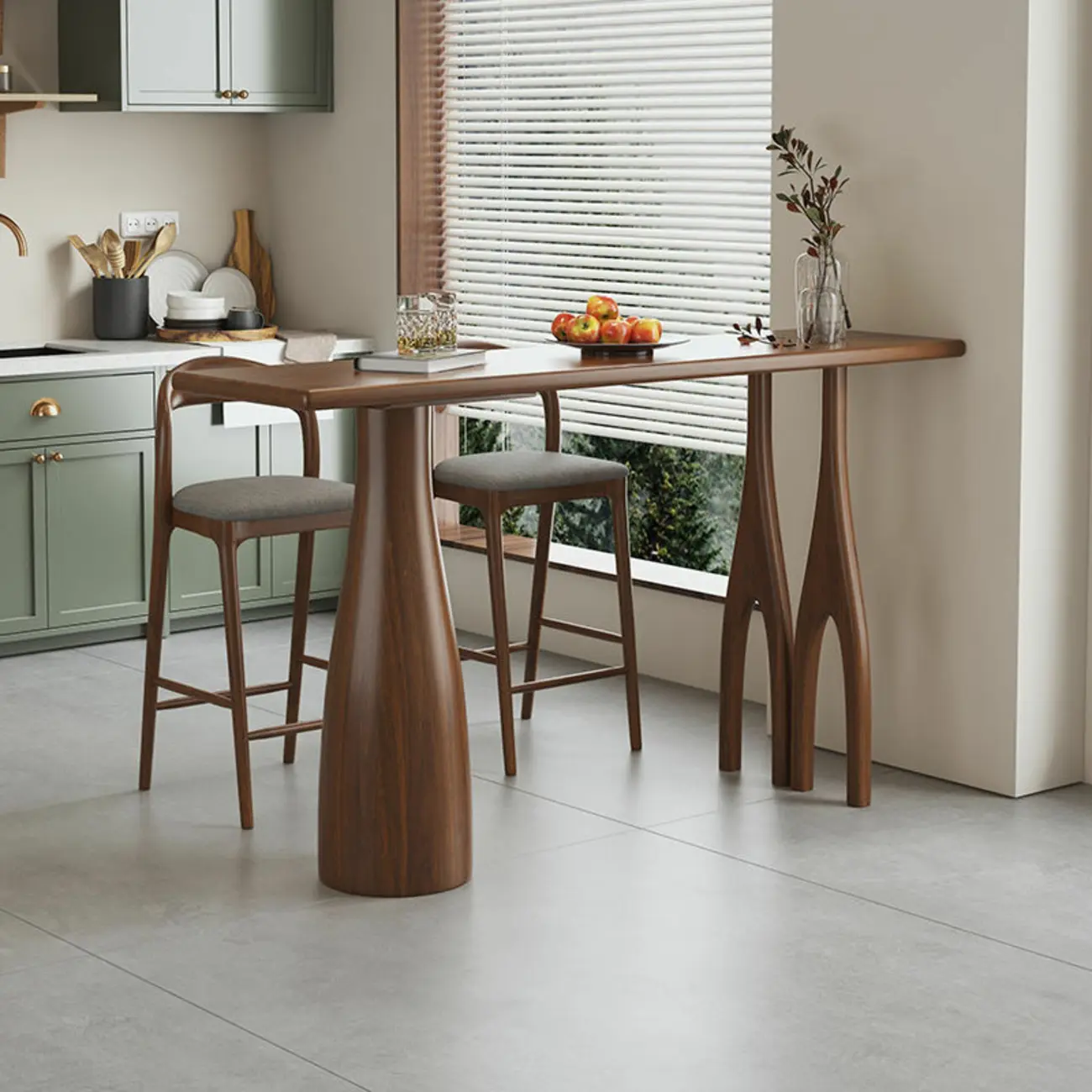 Brown Rectangle Natural Wooden Bar Table for Dining Room Image - 2 | homeyfad