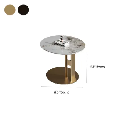 Modern Gray Round Nesting Coffee Table Set with Marble Top Image - 12