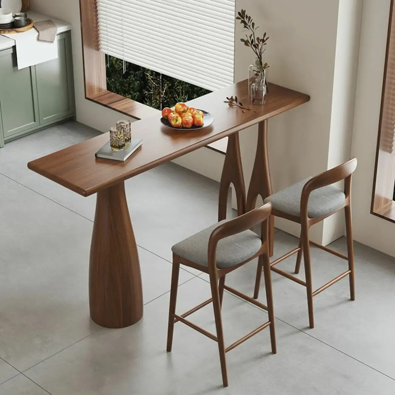 Brown Rectangle Natural Wooden Bar Table for Dining Room Image - 4