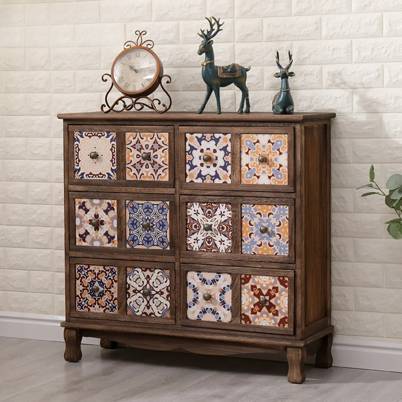 Mid-Century Vintage Cabinet with Drawers-Unique Pattern Image - 18