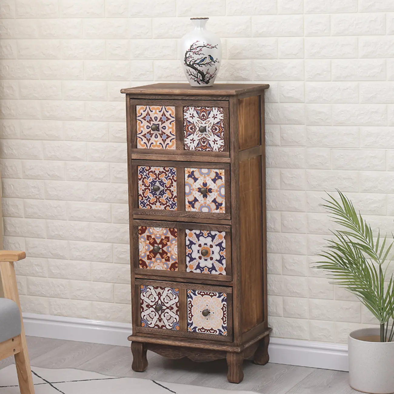 Mid-Century Vintage Cabinet with Drawers-Unique Pattern  Image - 3 | homeyfad