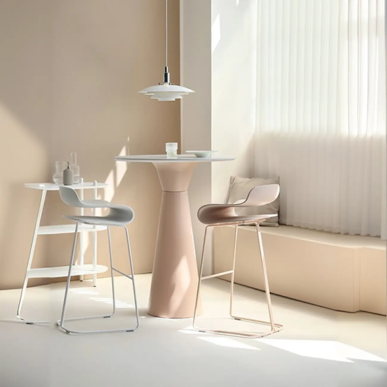 Nordic Small Round Bar Table with Stump Base Image - 1 | homeyfad