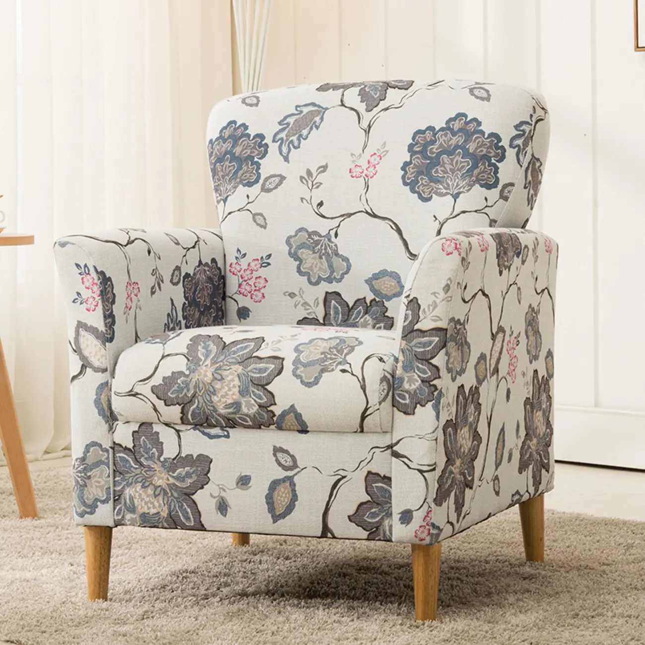 Modern Brown Linen Armchair for Living Room Image - 10 | homeyfad
