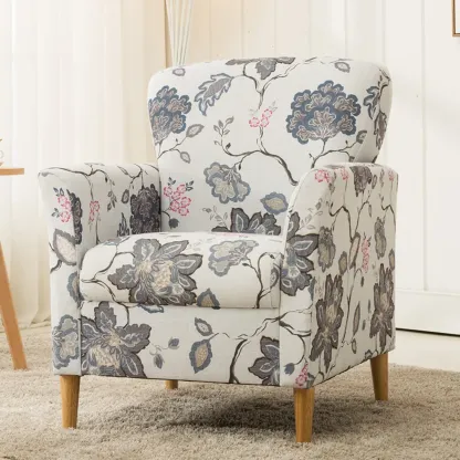 Modern Brown Linen Armchair for Living Room Image - 10