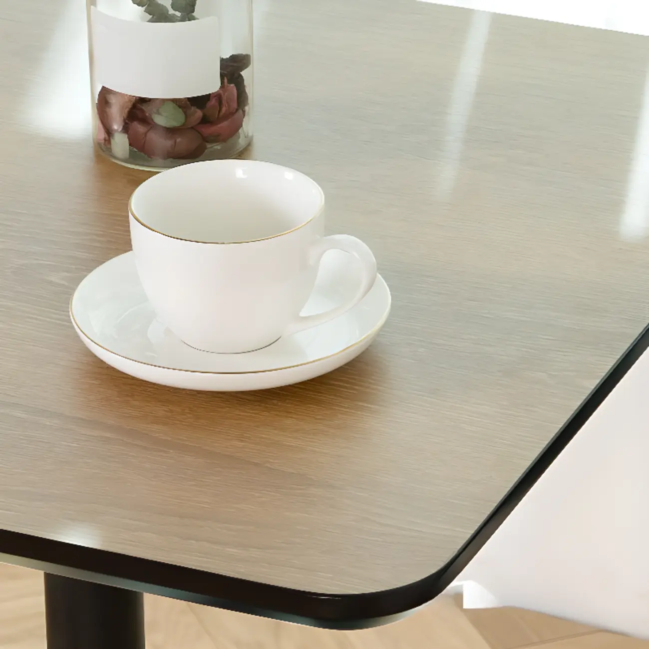 Elegant Wooden Pub Bar Table with Black Metal Base for Cafe Image - 10 | homeyfad