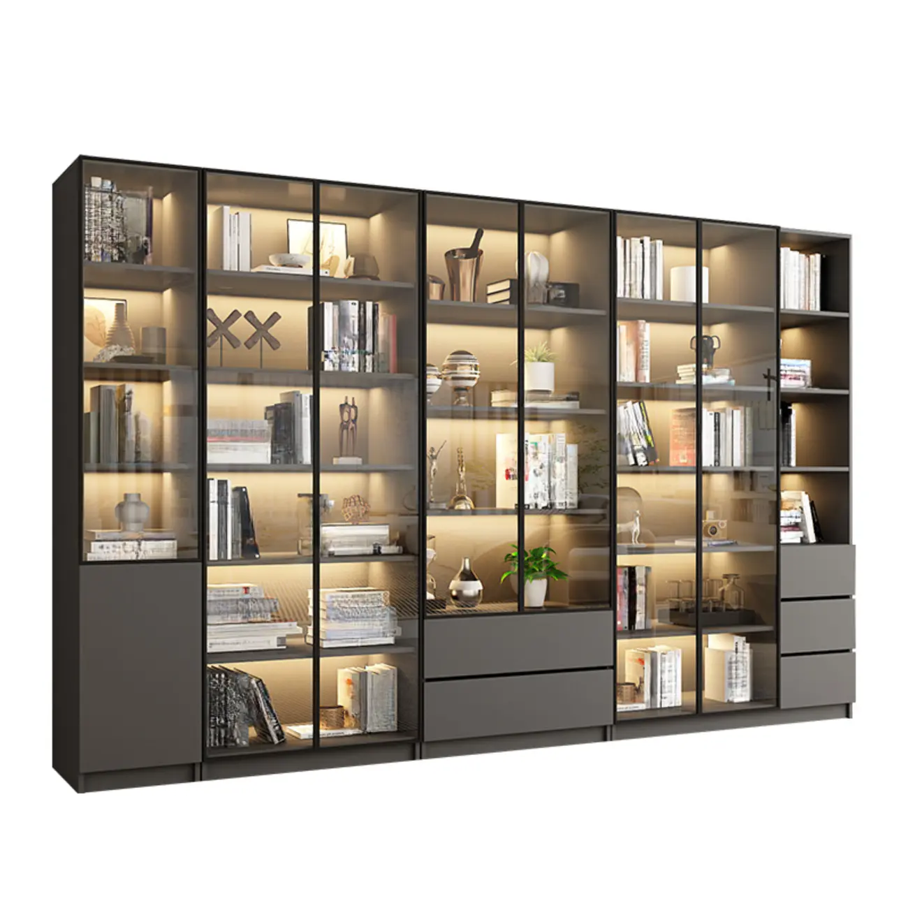 Modern Black Glass Display Cabinet with Shelves Image - 6 | homeyfad