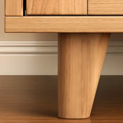 Freestanding Brown Cabinet with Sliding Door & Exterior Shelf Image - 7