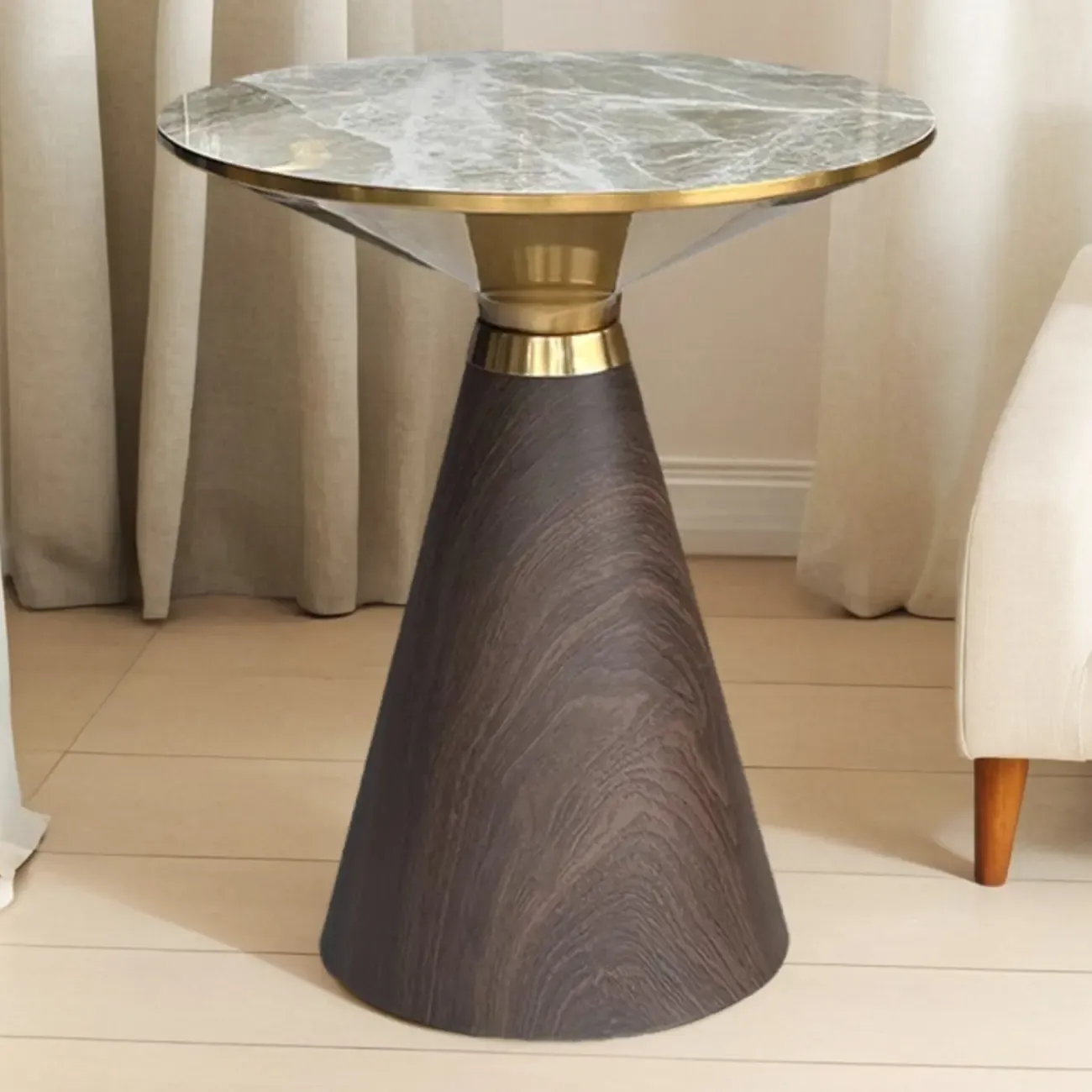 Glam Chairside Metal Round End Table for Living Room Image - 1