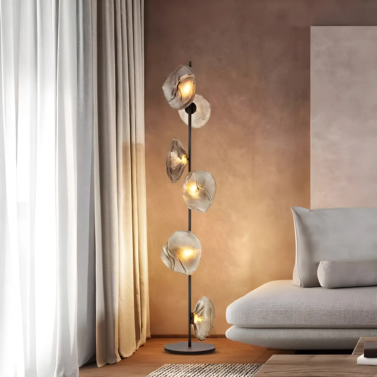 6-Light Modern Art Tree Floor Lamp with Clear Glass Shade Image - 1 | homeyfad