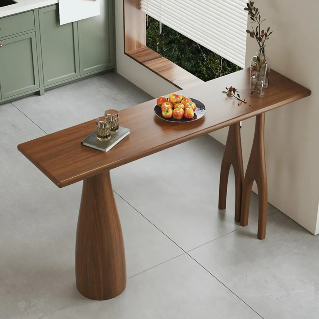 Brown Rectangle Natural Wooden Bar Table for Dining Room Image - 9