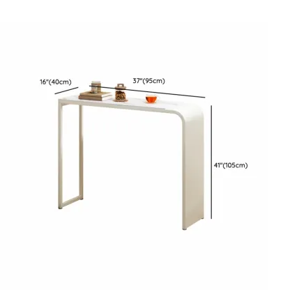 Modern White Metal Long Narrow Bar Table with Storage Shelve for Home Image - 14