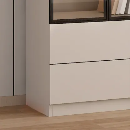 Elegant Natural Wooden Display Cabinet with LED Lighting Image - 7