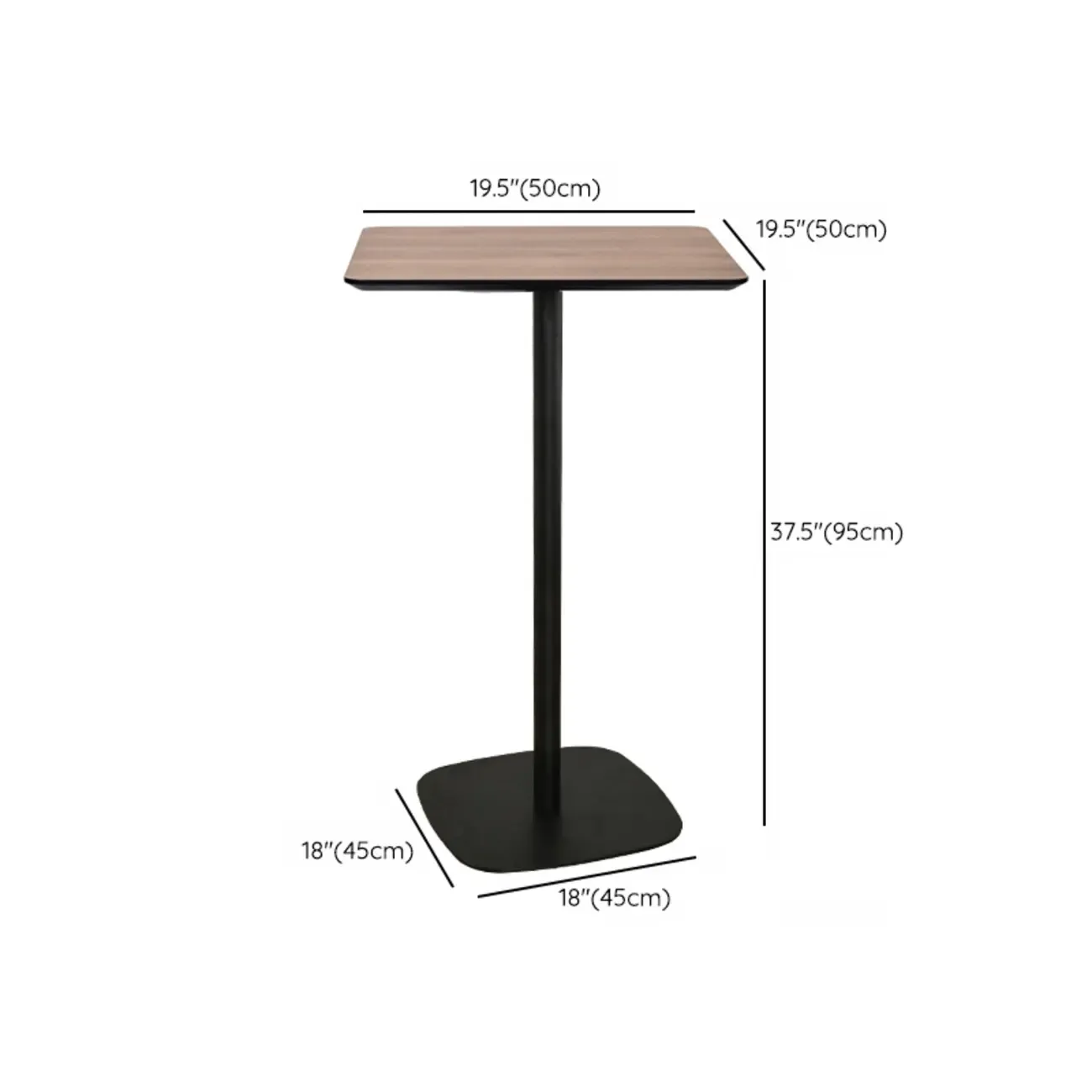 Elegant Wooden Pub Bar Table with Black Metal Base for Cafe Image - 12
