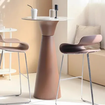 Nordic Small Round Bar Table with Stump Base Image - 4