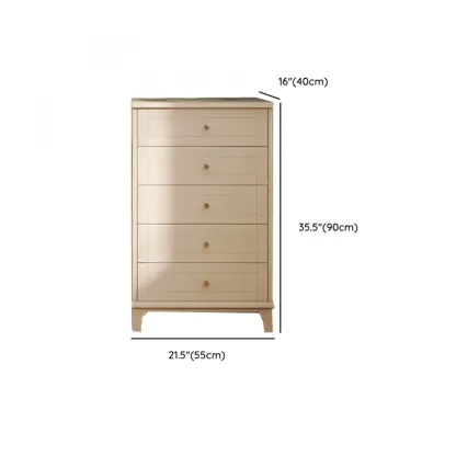 Modern Off-White Wooden Dressers with 5-Drawers Image - 14