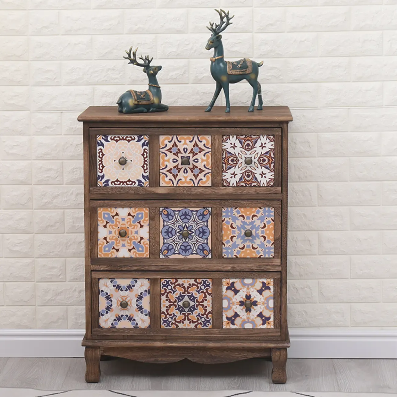 Mid-Century Vintage Cabinet with Drawers-Unique Pattern Image - 6