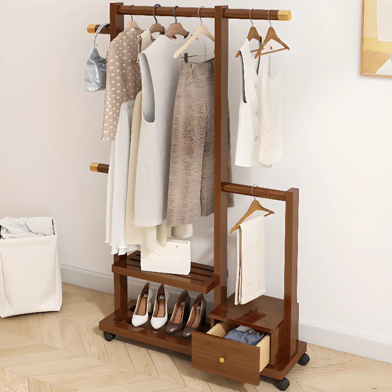 Modern Bamboo Hall Tree with Shelves and Storage Image - 1 | homeyfad