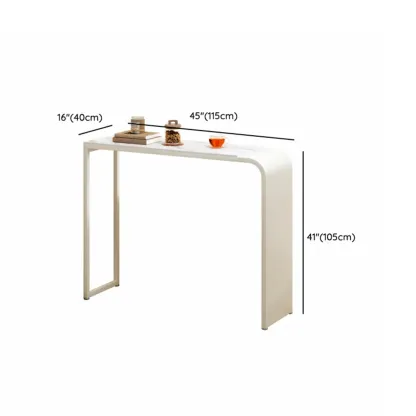 Modern White Metal Long Narrow Bar Table with Storage Shelve for Home Image - 16