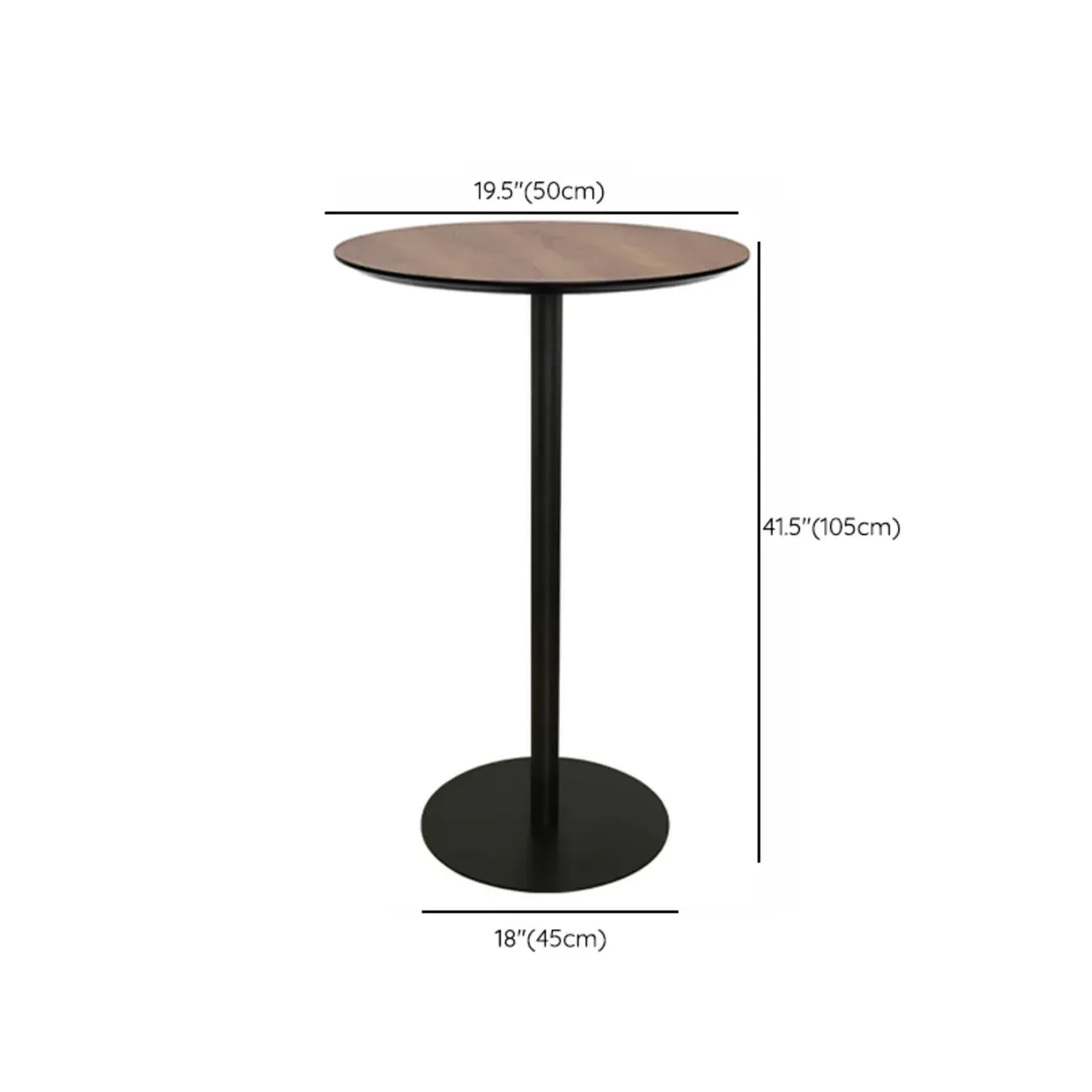 Elegant Wooden Pub Bar Table with Black Metal Base for Cafe Image - 13