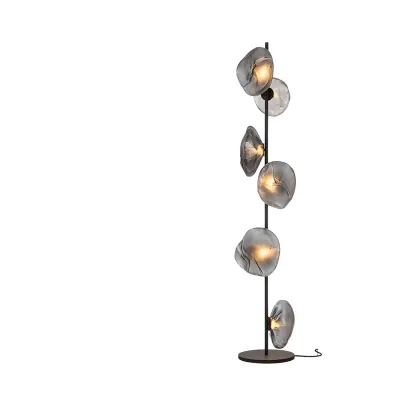 6-Light Modern Art Tree Floor Lamp with Clear Glass Shade Image - 3