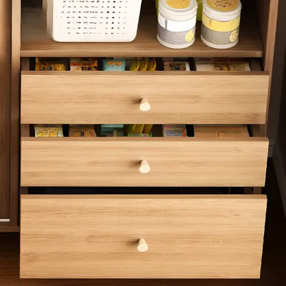 Freestanding Brown Cabinet with Sliding Door & Exterior Shelf Image - 9