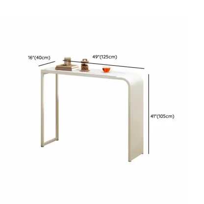 Modern White Metal Long Narrow Bar Table with Storage Shelve for Home Image - 17