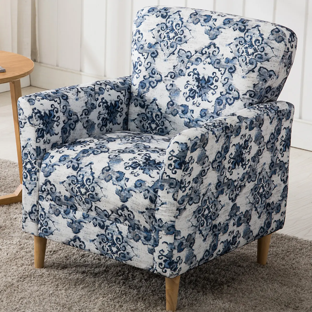 Modern Brown Linen Armchair for Living Room Image - 13 | homeyfad