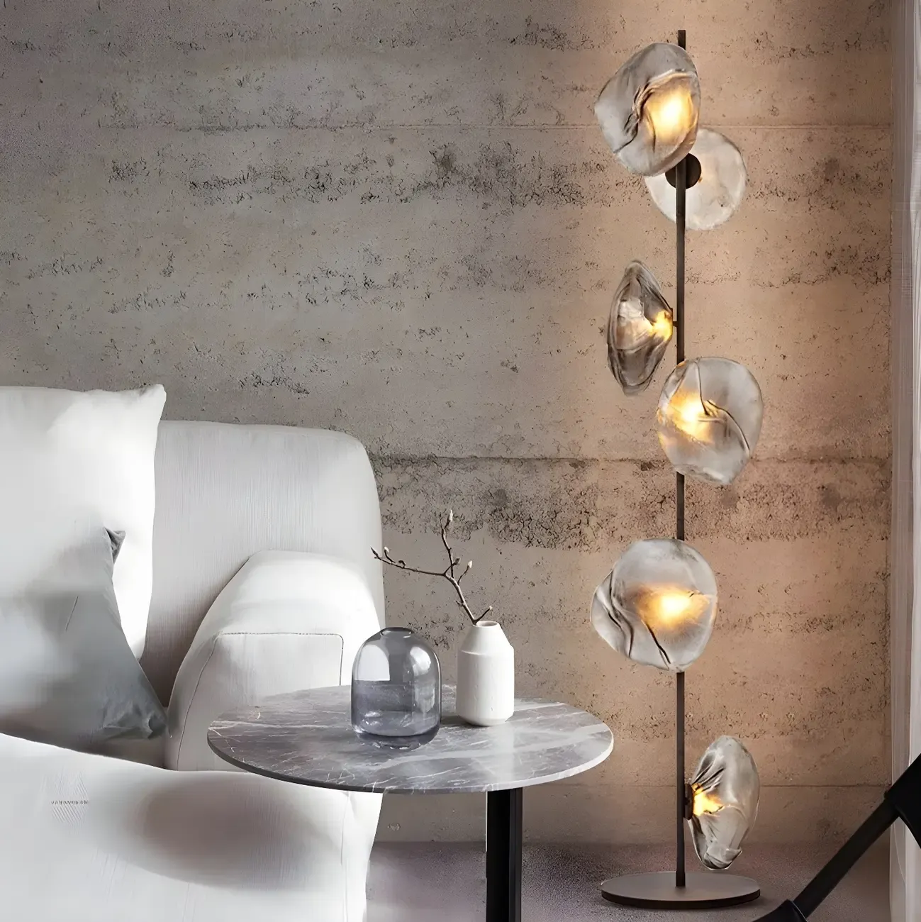 6-Light Modern Art Tree Floor Lamp with Clear Glass Shade Image - 4