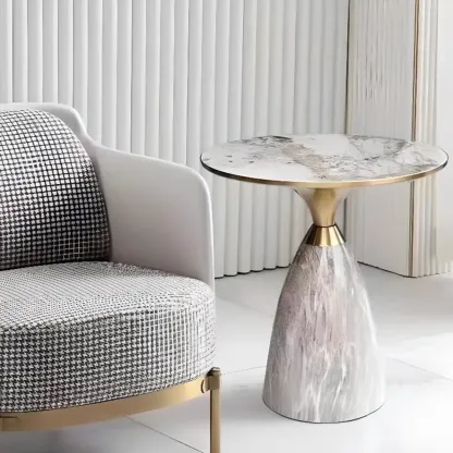 Glam Chairside Metal Round End Table for Living Room Image - 4